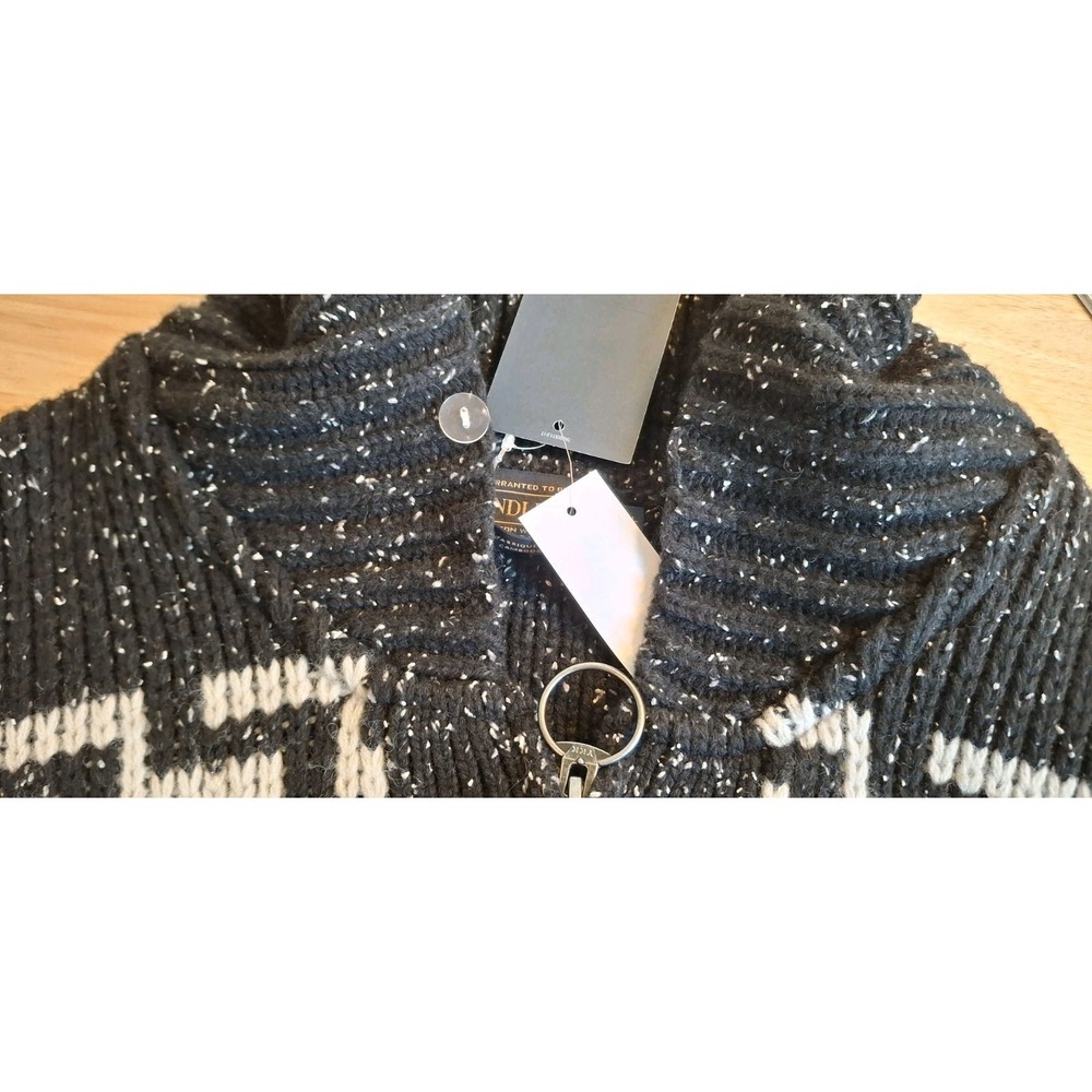 NWT Pendleton Black WESTERLEY DONEGAL FULL-ZIP LAMBSWOOL CARDIGAN Sweater Men XL - Picture 8 of 9